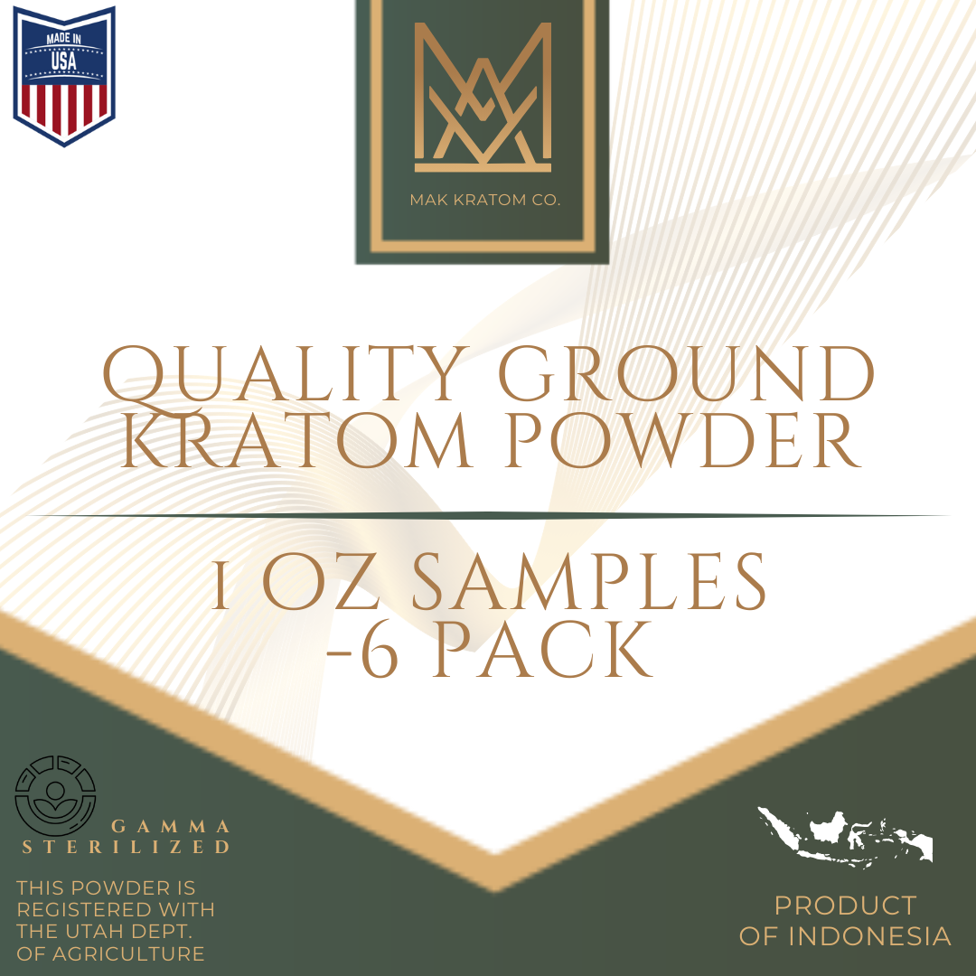 Sample Pack (6 - 1 Ounce Bags) 1 Ground Kratom Powder 1 Oz Sample Pack